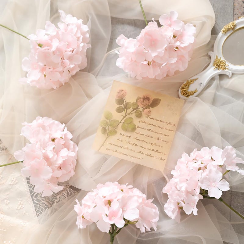 Tifuly Hydrangea Artificial Flowers -12 pcs Realistic Fake Hydrangea Silk Flowers with Stems Faux Hydrangea Flowers Heads for Office Home Party Wedding Centerpiece DIY Floral Decor (Pink) - Image 4